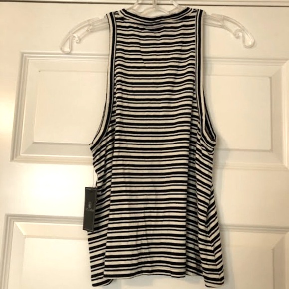 NWT VOLCOM What She Said Black White Stripe Racerback Crop Tank Top S - Picture 3 of 4